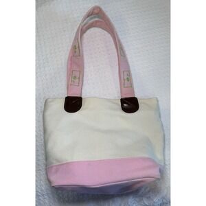 Palmetto Pouches Canvas Beach Tote Bag Pink  Preppy Palm Tree Southern Style